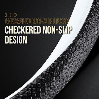 LKWLIKEI Nappa Leather Ultra-Thin Steering Wheel Cover, for Tesla Model 3/Y Steering Wheel Cover, Non-Slip Design and Interior Modification of car Accessories （White）