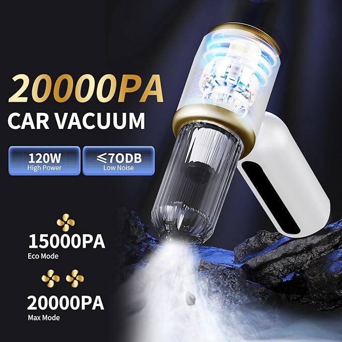 2 in 1 Handheld Car Vacuum Portable Cordless, 2 Speed Handheld Vacuum 20000PA High Power Air Blower & Pump & Air Duster, Mini Hand Held Vacuum Rechargeable for Home, Car, Office, Pet Hair
