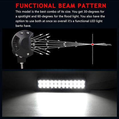 Willpower 2Pcs 12 inch 72W Flood Spot Combo Beams Led Work Light Bar 7200LM for ep Off Road Van Camper Wagon ATV AWD SUV 4WD 4x4 Pickup Van Off-Road Boat Vehicle DC 12V 24V IP67 Waterproof