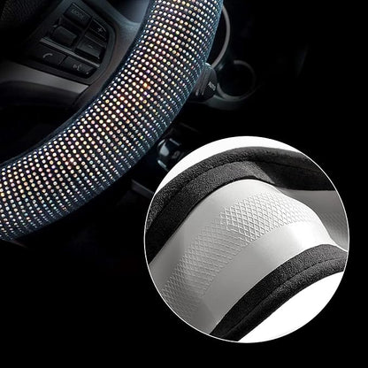 Valleycomfy Steering Wheel Cover for Women Men Bling Bling Crystal Diamond Sparkling Car SUV Wheel Protector Universal Fit 15 Inch (Black with Colorful Diamond,Standard Size(14" 1/2-15" 1/4))