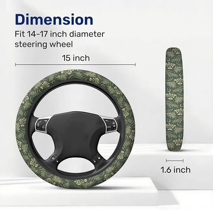 GENANY Floral Moth Steering Wheel Cover, Non Slip Polyester Car Wheel Protector for Car SUV Truck, Universal 15 Inch