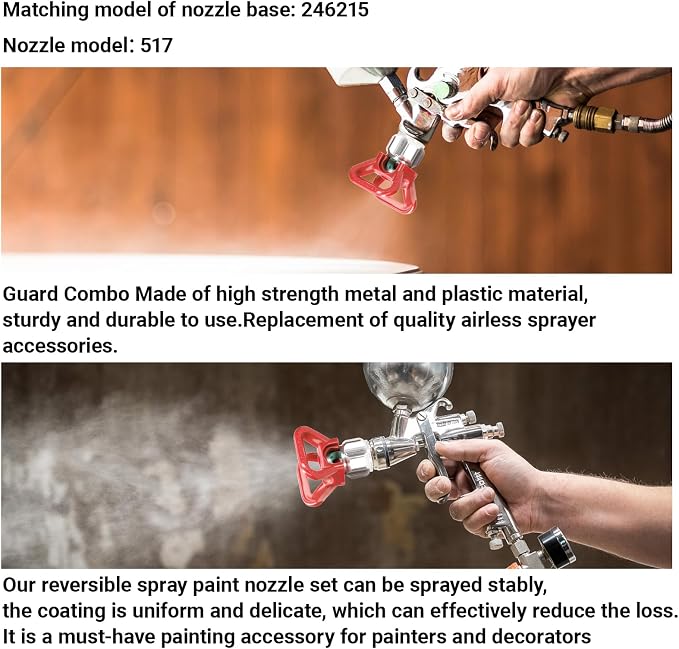 Airless Spray Tip/seat for Standard Airless Paint Spray, RED | Includes 517 nozzle tip, 7/8" nozzle seat, nozzle gasket