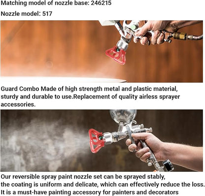 Airless Spray Tip/seat for Standard Airless Paint Spray, RED | Includes 517 nozzle tip, 7/8" nozzle seat, nozzle gasket