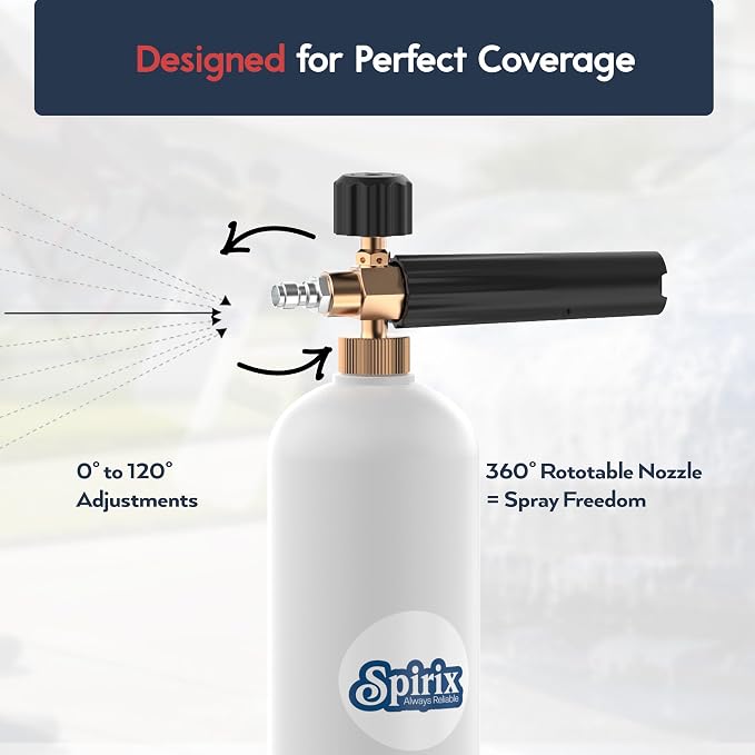 Foam Cannon for Pressure Washer - Adjustable Snow Foam Lance with 1/4" Quick Connector & 5 Spray Nozzle Tips - 1 Liter Car Wash Foam Gun Kit for Detailing Trucks, SUVs (DOES NOT FIT GARDEN HOSE)