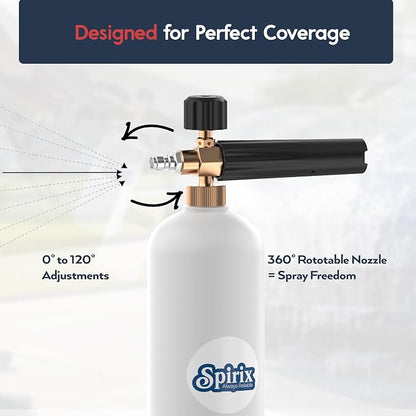 Foam Cannon for Pressure Washer - Adjustable Snow Foam Lance with 1/4" Quick Connector & 5 Spray Nozzle Tips - 1 Liter Car Wash Foam Gun Kit for Detailing Trucks, SUVs (DOES NOT FIT GARDEN HOSE)