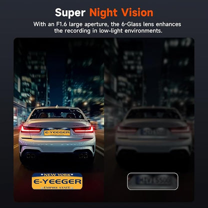 E-YEEGER Dash Cam Front and Rear, 4K+1080P Dual Channel Dash Camera for Cars with Night Vision, Mini Car Camera with 1.97” IPS Screen, G-Sensor, 24H Parking Mode, Loop Recording 32GB Card Included