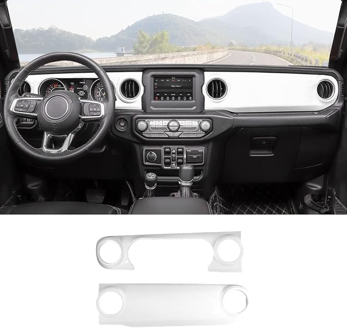 RT-TCZ Center Console Trim Cover Dashboard Control Panel Cover Decorative Interior Accessories for Jeep Wrangler JL JLU & Gladiator JT 2018-2022,White