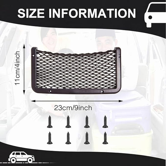Frienda 2 Pcs Boat Storage Net Bag, ABS Plastic Car Framed Mesh Net Holder, Phone & Cargo Organizer with Screws for Auto, Rv, Boat, Pontoon, Truck Pocket Storage (9 x 4 Inch)