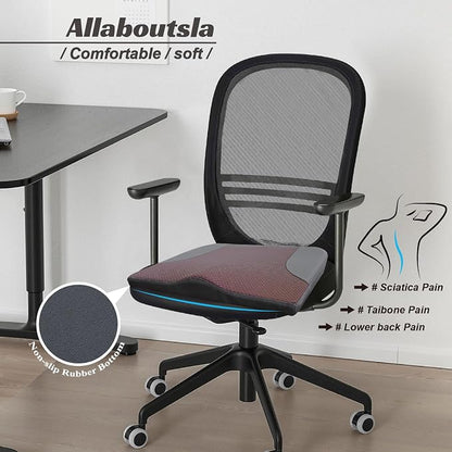 Allaboutsla Car Seat Cushion, Car Seat Cushions for Driving with Comfort Memory Foam - Sciatica & Back Pain Relief, Suitable for Car, Truck, Office Chair (Brown)