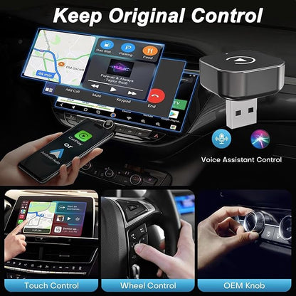 Wireless CarPlay Adapter & Android Auto Wired CarPlay to Wireless Device, 2-in-1 Mini T-Shaped for Car USB Plug and Play Auto Connect, No Delay for Apple iOS 10+, Android 11+ Version[2026 Upgrade]