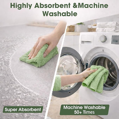 Microfiber Cleaning Cloth Roll - 100 Pack Tear Away Microfiber Paper Towels, Reusable, Washable, Scratch-Free, Kitchen Towels for Car, Home, Kitchen, Glass, Dishes(Bean Green)