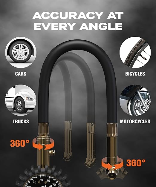 Vondior Tire Pressure Gauge (0-100 PSI) - Certified ANSI B40.1 Tire Gauge for Cars and Trucks, Large 2" Glow Dial Easy-Read Tire Gauges for Tire Pressure Car Accessories
