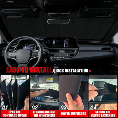 Windshield Sun Shade for Toyota Tundra 2022-2026, Front Window Visor Accessories, Folding Design Blocks Heat & UV Rays Maintain Cool Interior and Save Space