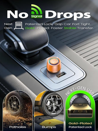 Wireless CarPlay Adapter, One-Click User Switch, Plug & Play, Converts Wired to Wireless Car Play Dongle, Fast & Stable for Cars 2016+ with Built-in Wired CarPlay & Android Auto Orange