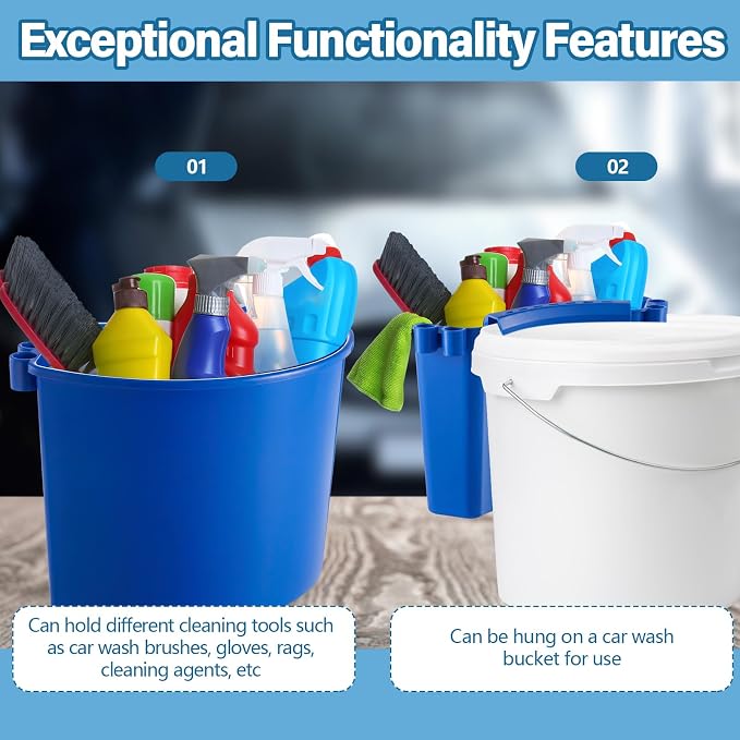 2 Pcs Car Detailing Bucket Organizer 10.2 x 7.8 x 5.5 Inch Car Washing Bucket Caddy Portable Multipurpose Hanging Organizer for Accessories Tool Home Garden Camping (Blue)