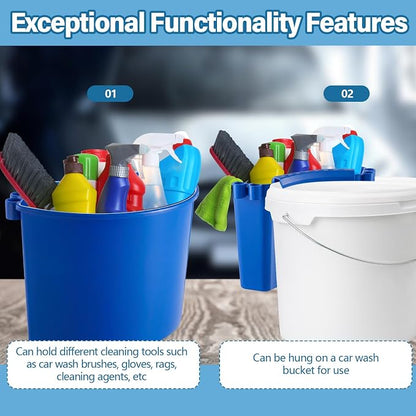 2 Pcs Car Detailing Bucket Organizer 10.2 x 7.8 x 5.5 Inch Car Washing Bucket Caddy Portable Multipurpose Hanging Organizer for Accessories Tool Home Garden Camping (Blue)