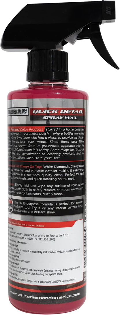 Schultz Laboratories White Diamond Cherry Scented Quick Detail Spray, 16 oz All Purpose Spray Cleaner, Safe for Interior & Exterior Use