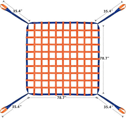6.56' x 6.56' Polyester Cargo Lifting Net, Flat Sling Hoisting Straps for Loading and Unloading, Heavy Duty Hanging Mesh, 4400 lbs Capacity