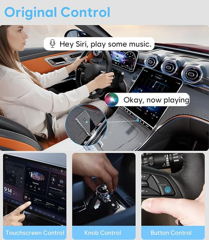 Wireless CarPlay Adapter + Android Auto Wireless Adapter, Apple CarPlay Adapter, Upgrade Wired CarPlay to Wireless, Plug and Play Stable Connection, Aluminum Body, USB A/Type C