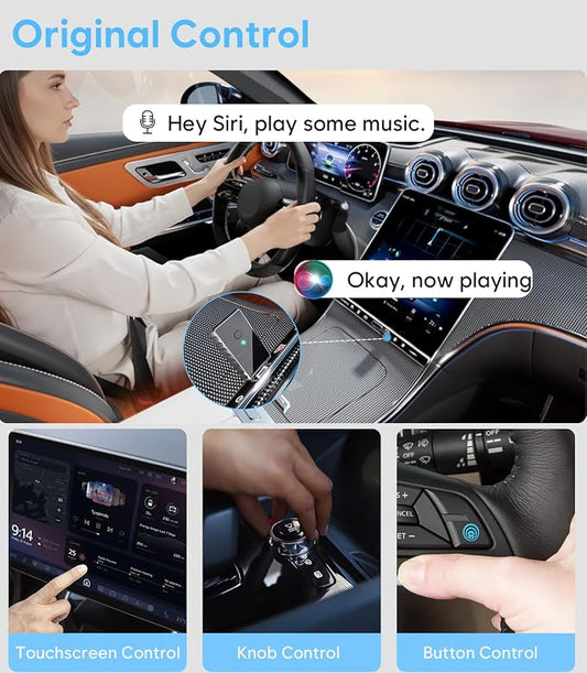 Wireless CarPlay Adapter + Android Auto Wireless Adapter, Apple CarPlay Adapter, Upgrade Wired CarPlay to Wireless, Plug and Play Stable Connection, Aluminum Body, USB A/Type C