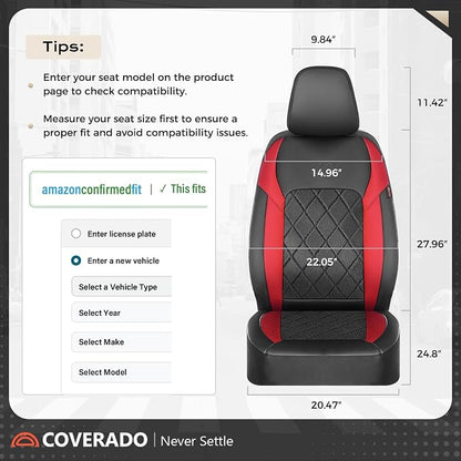 Coverado Car Seat Covers, Front Seat Covers, 2 Front Automotive Seat Cover, Mesh Breathable Seat Protectors, Universal Fit for Most Cars