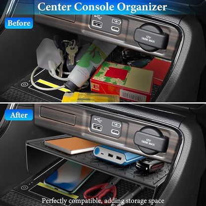 YPHUIKI 2PCS Center Console Organizer Compatible with Honda CRV 2023 2024 2025 2026 Accessories CR-V Hybrid Sport Armrest Storage Box Organizer Tray ABS Material