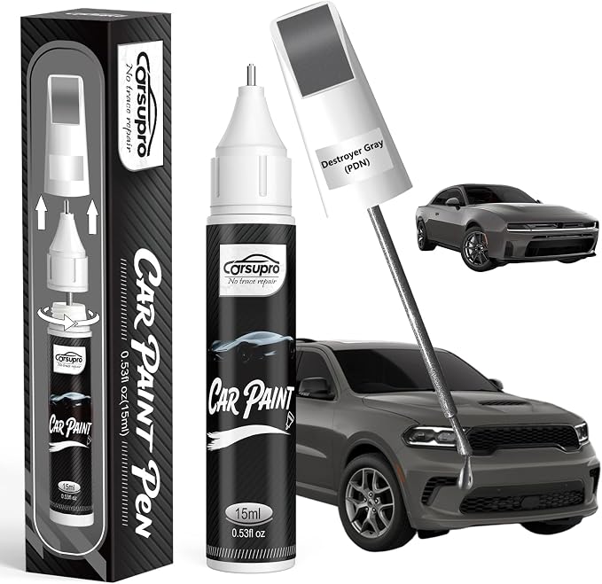 Destroyer Gray(PDN) for Dodge Touch Up Paint Pen, 2 in 1 Car Scratch Remover with Pen Tip and Brush, Precise Color Match for Car Paint Scratch Repair, Quickly and Easily Fix Chips and Nicks