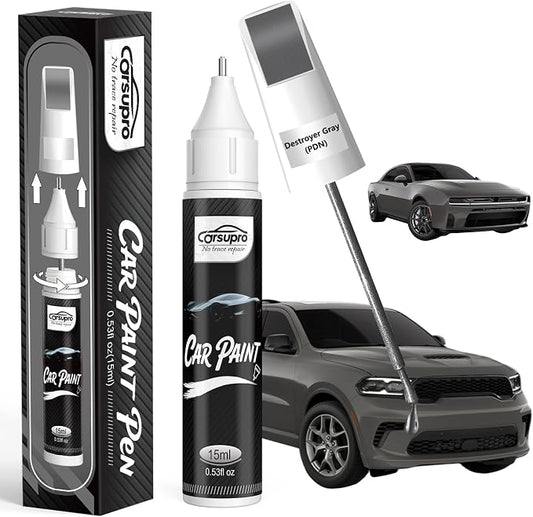 Destroyer Gray(PDN) for Dodge Touch Up Paint Pen, 2 in 1 Car Scratch Remover with Pen Tip and Brush, Precise Color Match for Car Paint Scratch Repair, Quickly and Easily Fix Chips and Nicks