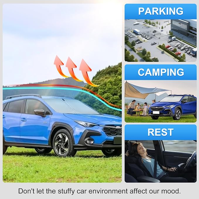 Custom Fit Windshield Sun Shade for Subaru Crosstrek 2018-2026 | Custom Fit Windshield Cover, Blocks UV Rays, Double-Layer Heat Shield, Durable Frame, Easy Fold & Storage
