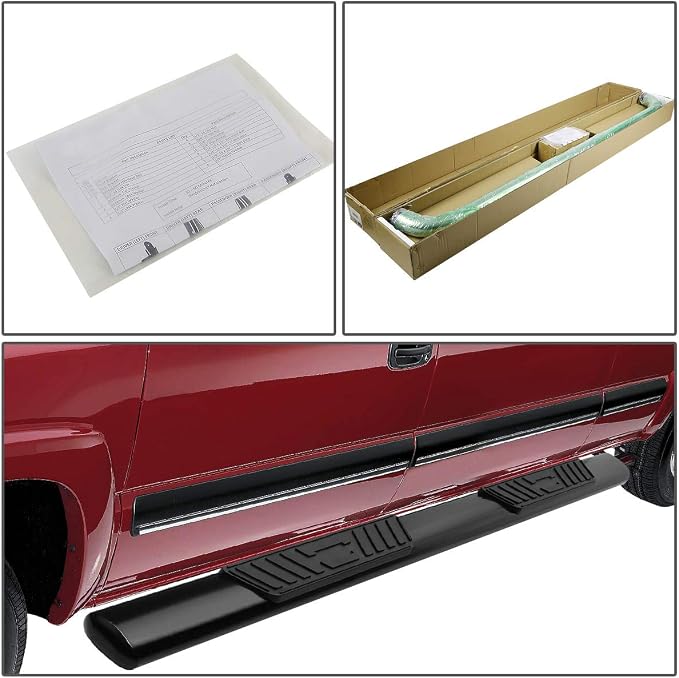 DNA Motoring 5 Inches Running Boards Compatible with 02-08 Ram 1500 Quad/Crew Cab, Powder Coated Side Step Nerf Bars, STEPB-5O-933-BK