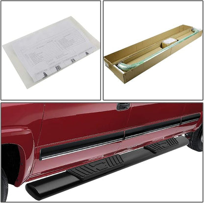 DNA Motoring 5 Inches Running Boards Compatible with 02-08 Ram 1500 Quad/Crew Cab, Powder Coated Side Step Nerf Bars, STEPB-5O-933-BK