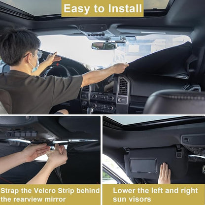 PIMCAR Windshield Sun Shade for 2023 2024 2025 2026 Honda Accord, 310T Reflective Polyester Front Window Sun Visor Blocks UV Rays Foldable Sunshade Honda Accord Accessories