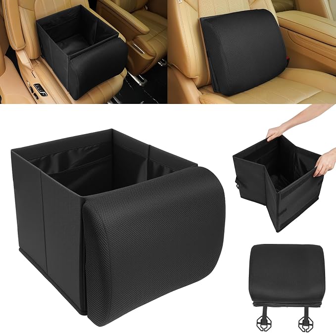 MIKKUPPA Car Seat Organizer & Lumbar Support - 33L Collapsible Front & Back Seat Organizer with Removable Back Support Pillow, Car Storage for SUV Auto Truck Van