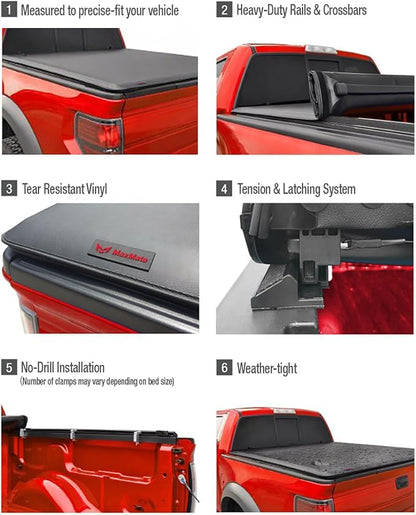 MaxMate Soft Roll-up Truck Bed Tonneau Cover Compatible with 2024-2025 Ford Ranger | 5' (61") Bed | TCF169205