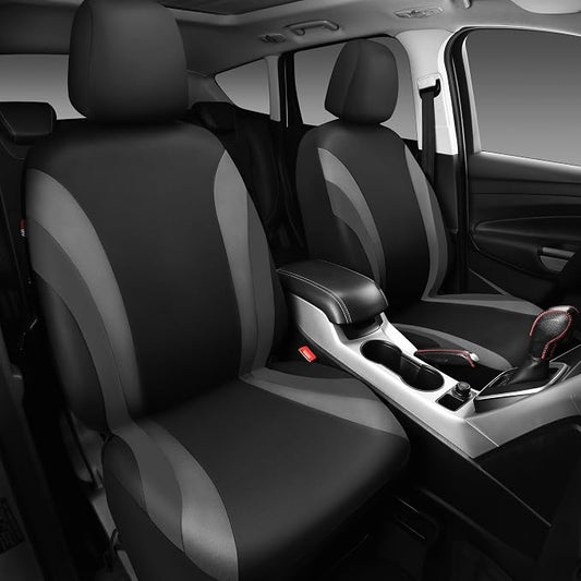 CAR PASS Line Rider Sporty Front Seat Covers,Gray Car Seat Covers Two Front Seats Only, Airbag Compatible,Universal Fit Sedans,Cars,Vans,SUV,Truck(Black and Gray)