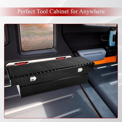 70''Inch Aluminum Truck Tool Box Truck Bed Toolbox Truck Trailer Chest Box Trailer Underbody Storage Organizer Waterproof Square Storage Organizer w/Lock & Keys Black(‎69.88" Lx20 Wx17.5 H)