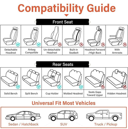 Coverado Leather Seat Covers, Car Seat Covers Full Set, Waterproof Faux Leather Seat Cover, Car Seat Protectors 5 Seats, Automotive Seat Covers Universal Fit for Most Cars SUV Trucks, Gray