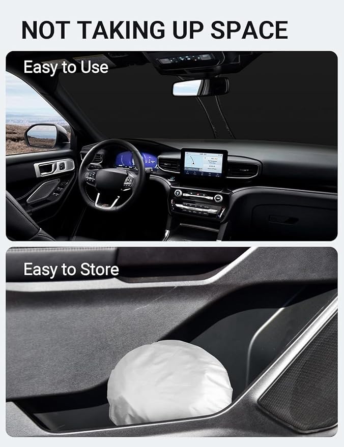 Proadsy 2026 Upgrade Windshield Sun Shade Custom Fit Ford Explorer 2020-2025 2026 4-Layer Foldable Front Sunshade Protector Sun Visor Blocks UV Rays Keep Car Cooler