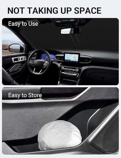 Proadsy 2026 Upgrade Windshield Sun Shade Custom Fit Ford Explorer 2020-2025 2026 4-Layer Foldable Front Sunshade Protector Sun Visor Blocks UV Rays Keep Car Cooler