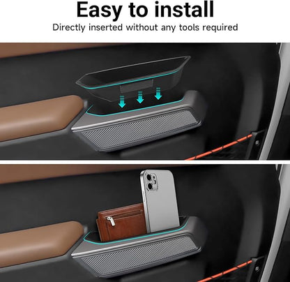 4PCS Door Handle Storage Box for Ford Bronco 2021 2022 2023 2024 2025 Accessories Phone Holder Front and Rear Door Grab Handle Pocket ABS（Not for Sport Model）