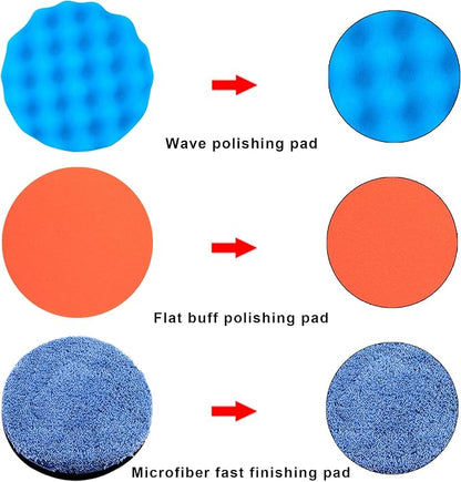 SIQUK 16 Pieces Buffing Pads 6 Inch Car Polishing Pad Kit Foam Polish Pads Wax Buffer Polisher Attachment for Drill