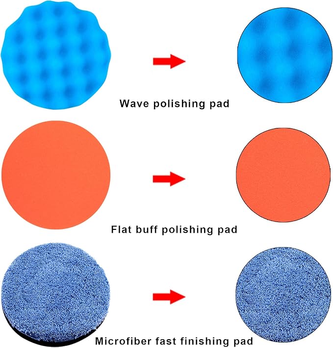 SIQUK 16 Pieces Buffing Pads 5 Inch Car Polishing Pad Kit Foam Polish Pads Wax Buffer Polisher Attachment for Drill