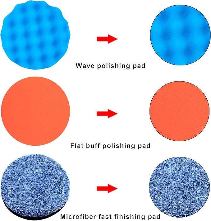 SIQUK 16 Pieces Buffing Pads 3 Inch Car Polishing Pad Kit Foam Polish Pads Wax Buffer Polisher Attachment for Drill