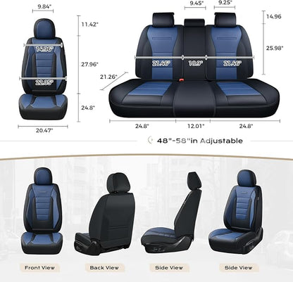 Coverado Car Seat Covers Front, Seat Covers for Cars, Waterproof 2-Pack Car Seat Cushions, Leather Carseat Seat Protectors, Universal Seat Covers Fit for Most Sedans SUV Pick-up Trucks(Black&Blue)