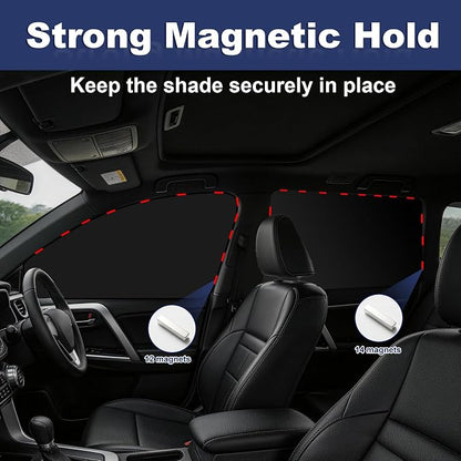 XCBYT Car Window Shades for Side Windows, 4 Pack Universal Sun Shades with Reflective Silver & Black Privacy Layer, UV Heat Blocker Car Curtains for Camping, Travel & Privacy (Silver)