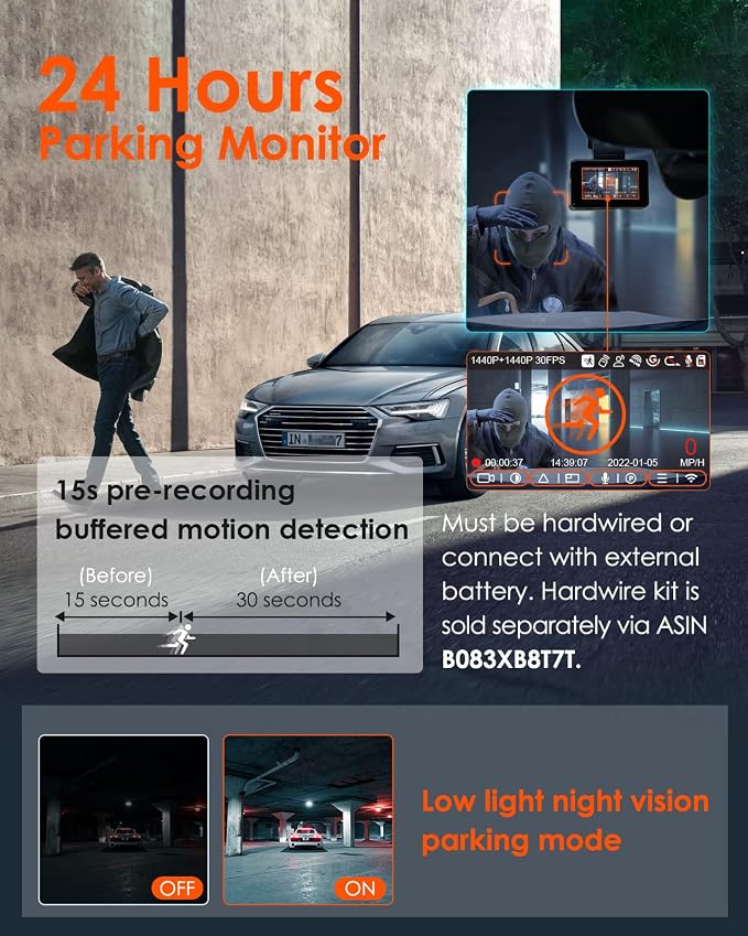 Vantrue E2 Pro Dash Cam Front and Rear, 2.5K Upgrade Rear Cam, 4K+2.5K Dash Camera for Cars, Voice Control, WiFi, GPS, Night Vision, 24H Parking Mode, Loop Recording, 2.45" IPS, Support 1TB