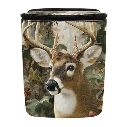 Talayituse Forest Elk Hunting Camo Print Car Trash Can with Lid, Leak Proof Auto Trash Bag Hanging Vehicle Garbage Can Multipurpose Storage Container for Back Seat Road Trip