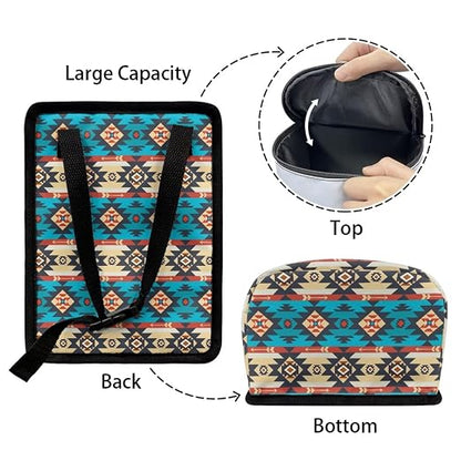 Aztec Tribal Geometric Pattern Car Trash Can with Lid and Zipper Portable Foldable Ethnic Style Trash Bin for Car Interior Accessories Multipurpose Garbage Can Bags Storage Organizer