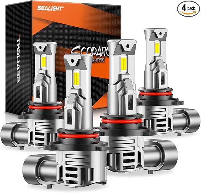 SEALIGHT 9005 9006 Bulbs Combo S1 Pro, 80000LM Super Bright Cool White, 9005 9006 Combo Bulbs, 1:1 Size, 60000Hrs Long Service Life with Cooling Fan, Pack of 4