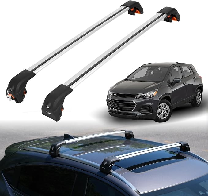 ERKUL Heavy Duty Roof Rack Cross Bars for Chevrolet Trax 2013-2022 | Upgraded Aero Aluminum Crossbars with Smart Clamp System | Compatible with Flush Rails - Silver